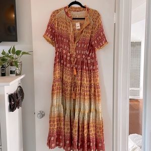 Free people maxi shirt sleeve dress size Large